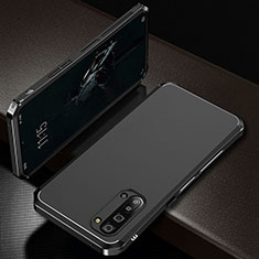 Handyhülle Hülle Luxus Aluminium Metall Tasche T01 für Oppo A91 Schwarz