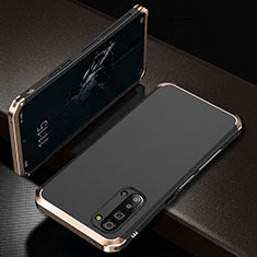 Handyhülle Hülle Luxus Aluminium Metall Tasche T01 für Oppo Find X2 Lite Gold und Schwarz