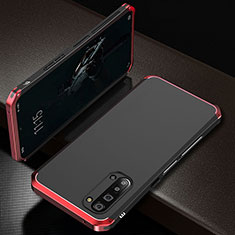 Handyhülle Hülle Luxus Aluminium Metall Tasche T01 für Oppo Find X2 Lite Rot und Schwarz
