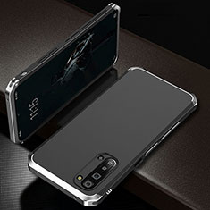Handyhülle Hülle Luxus Aluminium Metall Tasche T01 für Oppo Find X2 Lite Silber