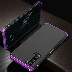 Handyhülle Hülle Luxus Aluminium Metall Tasche T01 für Oppo Find X2 Lite Violett