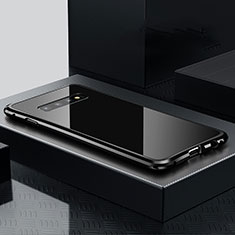 Handyhülle Hülle Luxus Aluminium Metall Tasche T01 für Samsung Galaxy S10 Plus Schwarz