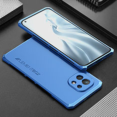 Handyhülle Hülle Luxus Aluminium Metall Tasche T01 für Xiaomi Mi 11 5G Blau