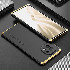 Handyhülle Hülle Luxus Aluminium Metall Tasche T01 für Xiaomi Mi 11 5G Gold und Schwarz