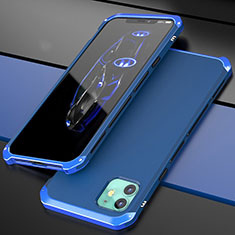 Handyhülle Hülle Luxus Aluminium Metall Tasche T02 für Apple iPhone 11 Blau
