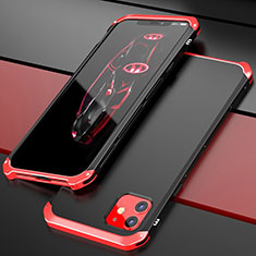 Handyhülle Hülle Luxus Aluminium Metall Tasche T02 für Apple iPhone 11 Rot und Schwarz