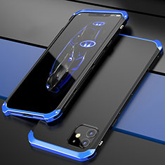 Handyhülle Hülle Luxus Aluminium Metall Tasche T02 für Apple iPhone 12 Blau und Schwarz