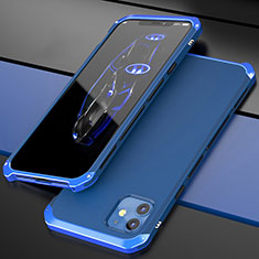 Handyhülle Hülle Luxus Aluminium Metall Tasche T02 für Apple iPhone 12 Mini Blau