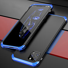 Handyhülle Hülle Luxus Aluminium Metall Tasche T02 für Apple iPhone 12 Pro Blau und Schwarz
