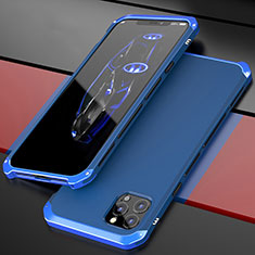 Handyhülle Hülle Luxus Aluminium Metall Tasche T02 für Apple iPhone 12 Pro Max Blau
