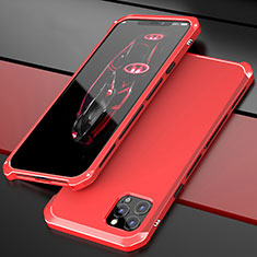 Handyhülle Hülle Luxus Aluminium Metall Tasche T02 für Apple iPhone 12 Pro Max Rot
