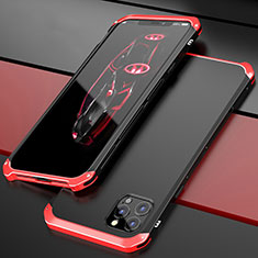 Handyhülle Hülle Luxus Aluminium Metall Tasche T02 für Apple iPhone 12 Pro Max Rot und Schwarz