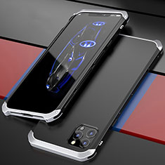 Handyhülle Hülle Luxus Aluminium Metall Tasche T02 für Apple iPhone 12 Pro Max Silber und Schwarz