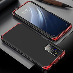 Handyhülle Hülle Luxus Aluminium Metall Tasche T02 für Huawei Honor X10 5G Rot und Schwarz