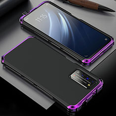 Handyhülle Hülle Luxus Aluminium Metall Tasche T02 für Huawei Honor X10 5G Violett