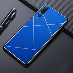 Handyhülle Hülle Luxus Aluminium Metall Tasche T02 für Huawei P20 Pro Blau