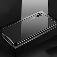 Handyhülle Hülle Luxus Aluminium Metall Tasche T02 für Huawei P20 Schwarz