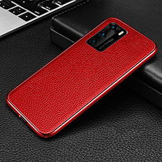 Handyhülle Hülle Luxus Aluminium Metall Tasche T02 für Huawei P40 Rot