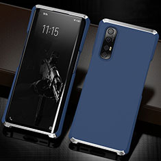 Handyhülle Hülle Luxus Aluminium Metall Tasche T02 für Oppo Find X2 Neo Blau
