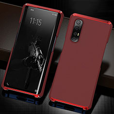 Handyhülle Hülle Luxus Aluminium Metall Tasche T02 für Oppo Find X2 Neo Rot