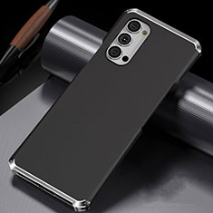 Handyhülle Hülle Luxus Aluminium Metall Tasche T02 für Oppo Reno4 5G Silber und Schwarz