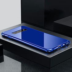 Handyhülle Hülle Luxus Aluminium Metall Tasche T02 für Samsung Galaxy S10 Blau
