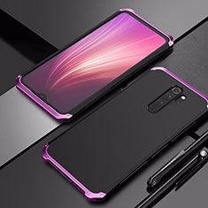 Handyhülle Hülle Luxus Aluminium Metall Tasche T02 für Xiaomi Redmi Note 8 Pro Violett und Schwarz