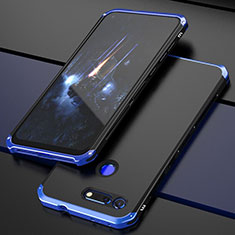 Handyhülle Hülle Luxus Aluminium Metall Tasche T03 für Huawei Honor V20 Blau und Schwarz