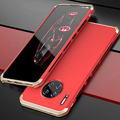 Handyhülle Hülle Luxus Aluminium Metall Tasche T03 für Huawei Mate 30 5G Gold und Rot