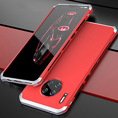 Handyhülle Hülle Luxus Aluminium Metall Tasche T03 für Huawei Mate 30 5G Silber und Rot