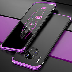 Handyhülle Hülle Luxus Aluminium Metall Tasche T03 für Huawei Mate 30 5G Violett und Schwarz