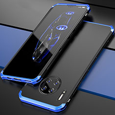 Handyhülle Hülle Luxus Aluminium Metall Tasche T03 für Huawei Mate 30 Pro 5G Blau und Schwarz