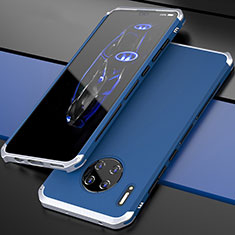 Handyhülle Hülle Luxus Aluminium Metall Tasche T03 für Huawei Mate 30 Pro 5G Silber und Blau