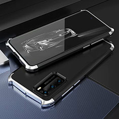 Handyhülle Hülle Luxus Aluminium Metall Tasche T03 für Huawei P40 Silber