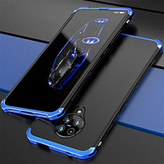 Handyhülle Hülle Luxus Aluminium Metall Tasche T03 für Xiaomi Poco F2 Pro Blau und Schwarz