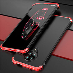 Handyhülle Hülle Luxus Aluminium Metall Tasche T03 für Xiaomi Poco F2 Pro Rot und Schwarz