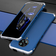 Handyhülle Hülle Luxus Aluminium Metall Tasche T03 für Xiaomi Poco F2 Pro Silber und Blau