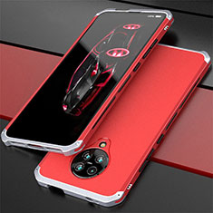 Handyhülle Hülle Luxus Aluminium Metall Tasche T03 für Xiaomi Poco F2 Pro Silber und Rot