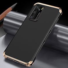 Handyhülle Hülle Luxus Aluminium Metall Tasche T04 für Huawei P40 Gold und Schwarz