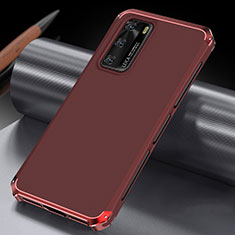 Handyhülle Hülle Luxus Aluminium Metall Tasche T04 für Huawei P40 Rot