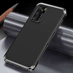 Handyhülle Hülle Luxus Aluminium Metall Tasche T04 für Huawei P40 Silber und Schwarz