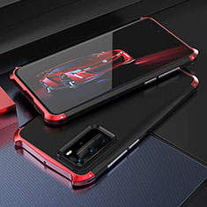 Handyhülle Hülle Luxus Aluminium Metall Tasche T05 für Huawei P40 Pro Rot
