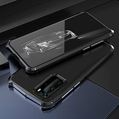 Handyhülle Hülle Luxus Aluminium Metall Tasche T05 für Huawei P40 Pro Schwarz