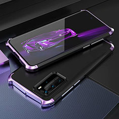 Handyhülle Hülle Luxus Aluminium Metall Tasche T05 für Huawei P40 Pro Violett