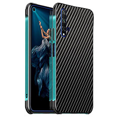 Handyhülle Hülle Luxus Aluminium Metall Tasche T06 für Huawei Honor 20 Cyan