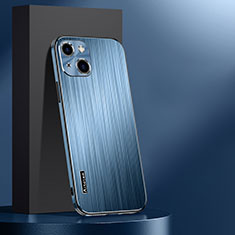 Handyhülle Hülle Luxus Aluminium Metall und Silikon Rahmen Tasche AT1 für Apple iPhone 13 Blau