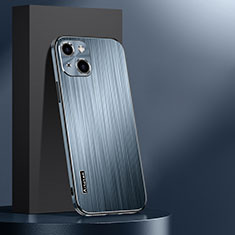 Handyhülle Hülle Luxus Aluminium Metall und Silikon Rahmen Tasche AT1 für Apple iPhone 13 Hellblau