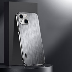 Handyhülle Hülle Luxus Aluminium Metall und Silikon Rahmen Tasche AT1 für Apple iPhone 13 Silber