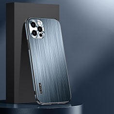 Handyhülle Hülle Luxus Aluminium Metall und Silikon Rahmen Tasche AT1 für Apple iPhone 14 Pro Hellblau
