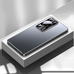 Handyhülle Hülle Luxus Aluminium Metall und Silikon Rahmen Tasche für Huawei P60 Pro Schwarz